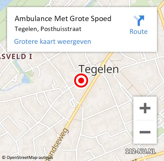 Locatie op kaart van de 112 melding: Ambulance Met Grote Spoed Naar Tegelen, Posthuisstraat op 28 mei 2018 18:27