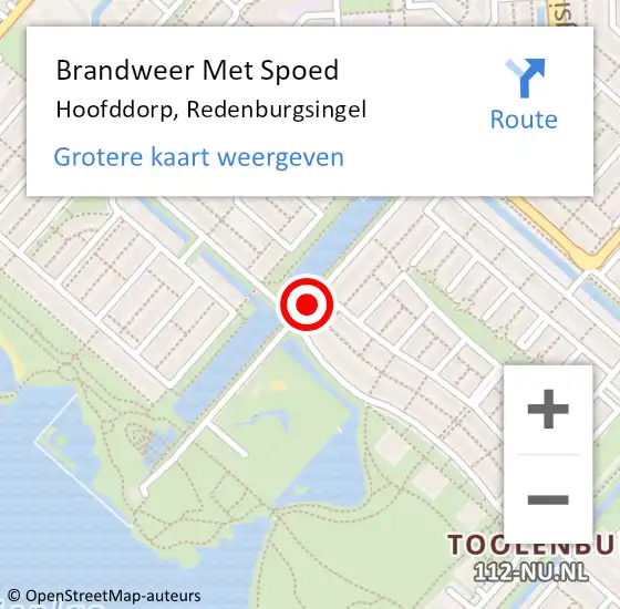 Locatie op kaart van de 112 melding: Brandweer Met Spoed Naar Hoofddorp, Redenburgsingel op 28 mei 2018 18:31