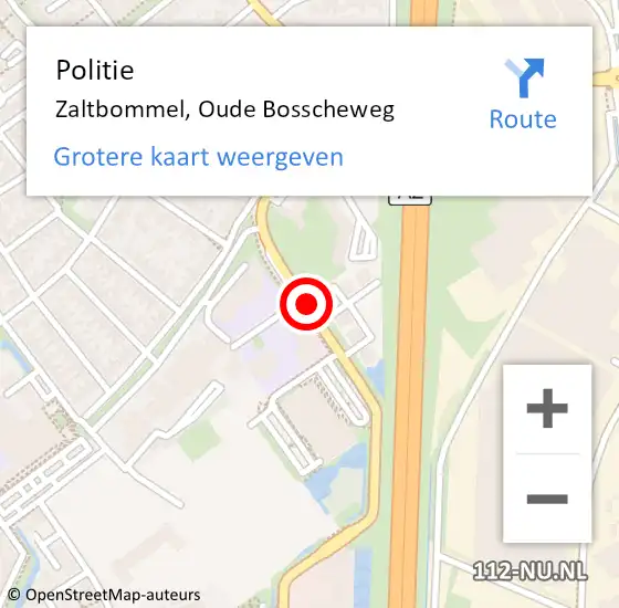 Locatie op kaart van de 112 melding: Politie Zaltbommel, Oude Bosscheweg op 28 mei 2018 18:37