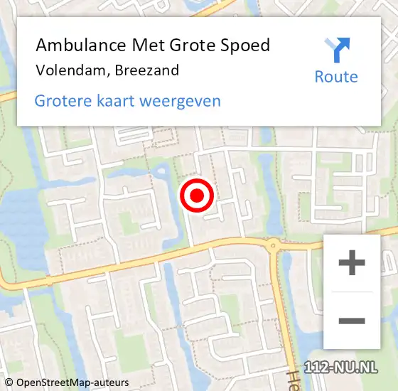 Locatie op kaart van de 112 melding: Ambulance Met Grote Spoed Naar Volendam, Breezand op 28 mei 2018 20:24