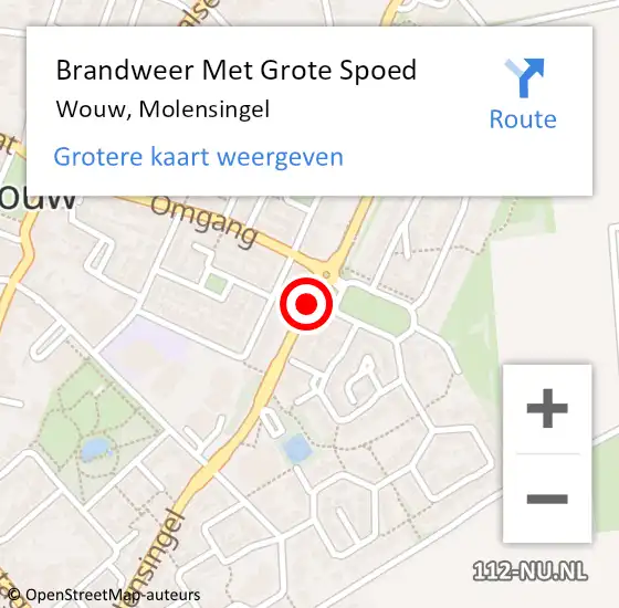 Locatie op kaart van de 112 melding: Brandweer Met Grote Spoed Naar Wouw, Molensingel op 28 mei 2018 20:29