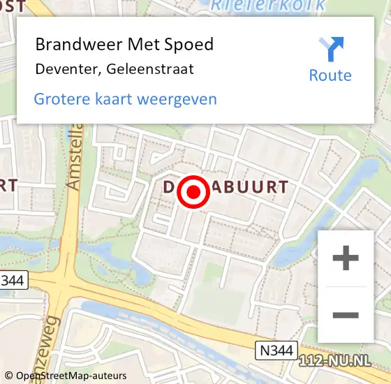 Locatie op kaart van de 112 melding: Brandweer Met Spoed Naar Deventer, Geleenstraat op 28 mei 2018 20:39