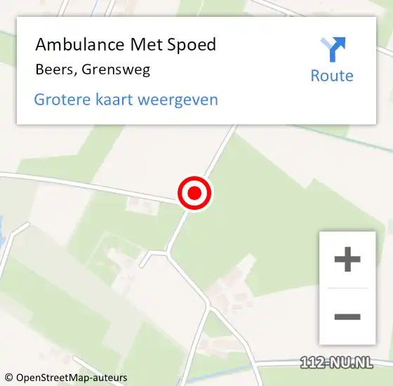 Locatie op kaart van de 112 melding: Ambulance Met Spoed Naar Beers, Grensweg op 28 mei 2018 21:02