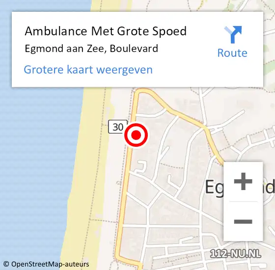 Locatie op kaart van de 112 melding: Ambulance Met Grote Spoed Naar Egmond aan Zee, Boulevard op 26 februari 2014 01:09