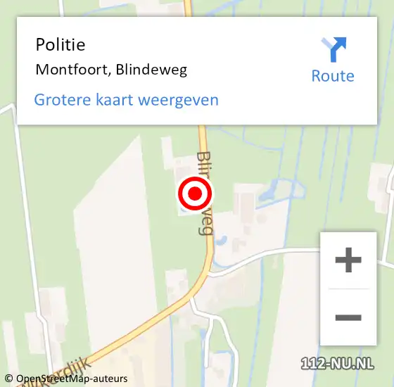 Locatie op kaart van de 112 melding: Politie Montfoort, Blindeweg op 28 mei 2018 21:56