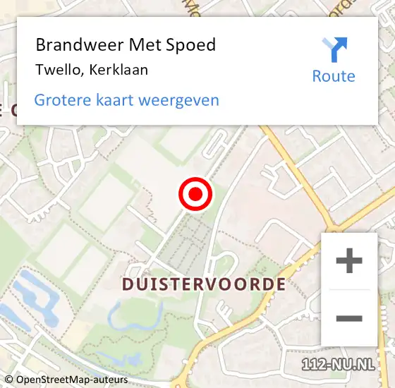 Locatie op kaart van de 112 melding: Brandweer Met Spoed Naar Twello, Kerklaan op 28 mei 2018 22:16