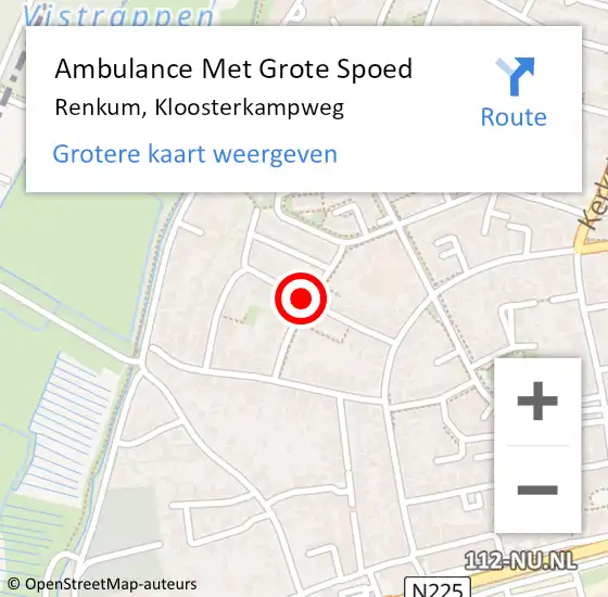 Locatie op kaart van de 112 melding: Ambulance Met Grote Spoed Naar Renkum, Kloosterkampweg op 28 mei 2018 22:26