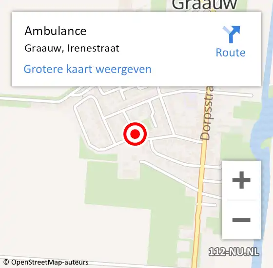 Locatie op kaart van de 112 melding: Ambulance Graauw, Irenestraat op 28 mei 2018 22:52