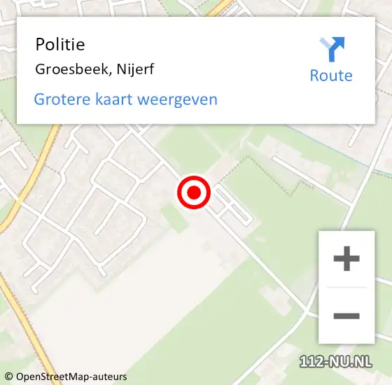 Locatie op kaart van de 112 melding: Politie Groesbeek, Nijerf op 28 mei 2018 22:52