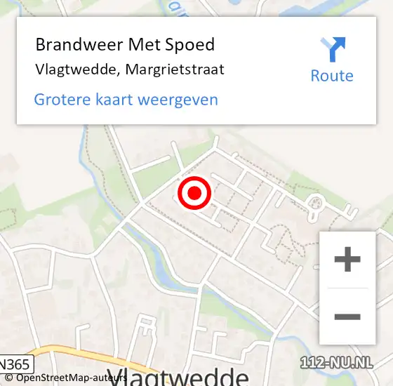 Locatie op kaart van de 112 melding: Brandweer Met Spoed Naar Vlagtwedde, Margrietstraat op 28 mei 2018 23:10