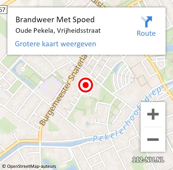 Locatie op kaart van de 112 melding: Brandweer Met Spoed Naar Oude Pekela, Vrijheidsstraat op 29 mei 2018 00:28