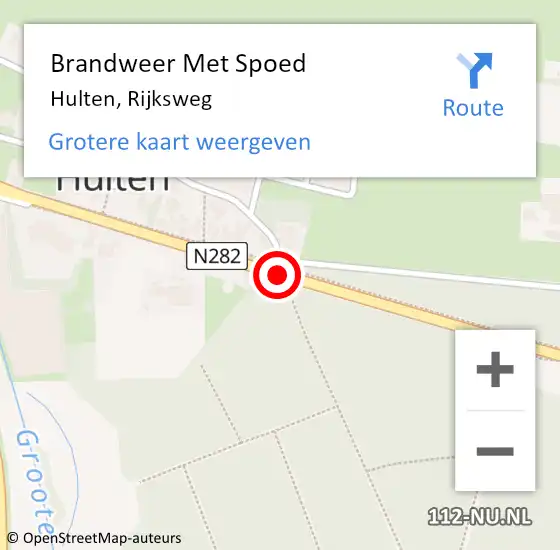 Locatie op kaart van de 112 melding: Brandweer Met Spoed Naar Hulten, Rijksweg op 29 mei 2018 01:05