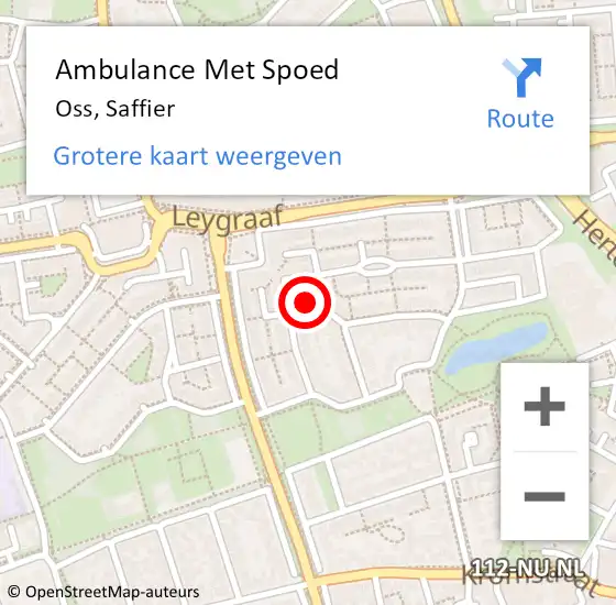 Locatie op kaart van de 112 melding: Ambulance Met Spoed Naar Oss, Saffier op 29 mei 2018 01:09