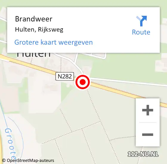 Locatie op kaart van de 112 melding: Brandweer Hulten, Rijksweg op 29 mei 2018 01:13