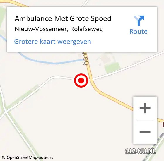 Locatie op kaart van de 112 melding: Ambulance Met Grote Spoed Naar Nieuw-Vossemeer, Rolafseweg op 29 mei 2018 02:39