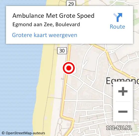 Locatie op kaart van de 112 melding: Ambulance Met Grote Spoed Naar Egmond aan Zee, Boulevard op 26 februari 2014 02:07