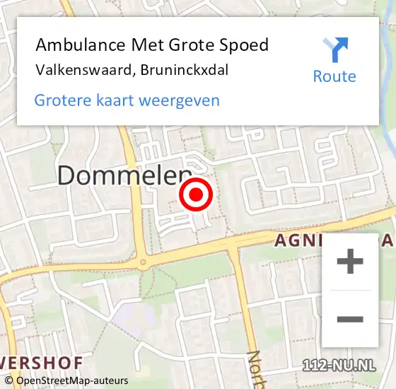 Locatie op kaart van de 112 melding: Ambulance Met Grote Spoed Naar Valkenswaard, Bruninckxdal op 29 mei 2018 04:54