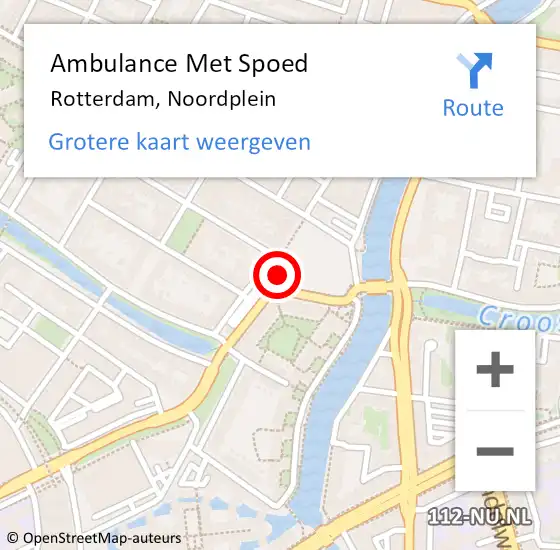 Locatie op kaart van de 112 melding: Ambulance Met Spoed Naar Rotterdam, Noordplein op 29 mei 2018 05:04