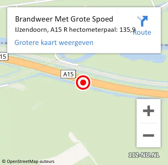 Locatie op kaart van de 112 melding: Brandweer Met Grote Spoed Naar IJzendoorn, A15 R hectometerpaal: 138,7 op 29 mei 2018 05:28