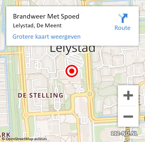 Locatie op kaart van de 112 melding: Brandweer Met Spoed Naar Lelystad, De Meent op 29 mei 2018 06:07