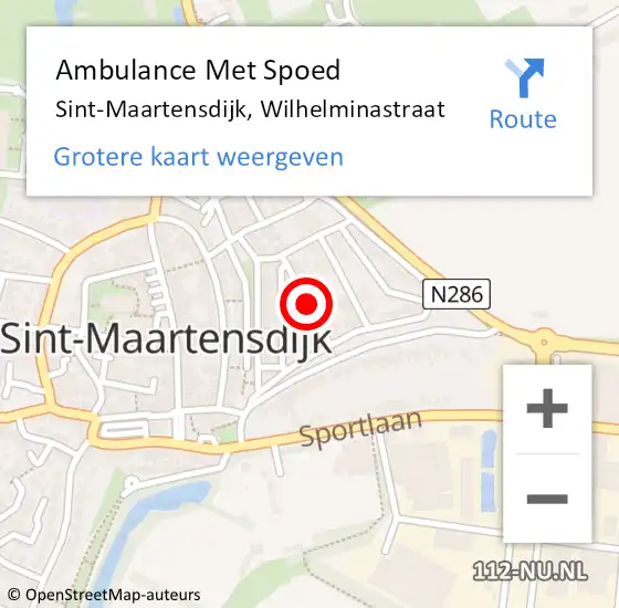 Locatie op kaart van de 112 melding: Ambulance Met Spoed Naar Sint-Maartensdijk, Wilhelminastraat op 29 mei 2018 07:05