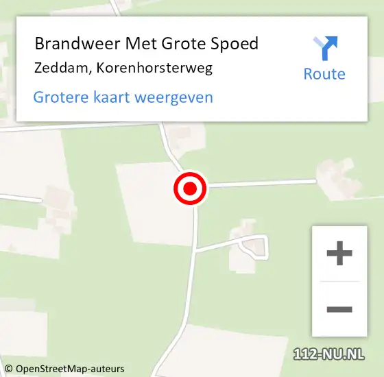 Locatie op kaart van de 112 melding: Brandweer Met Grote Spoed Naar Zeddam, Korenhorsterweg op 29 mei 2018 08:18