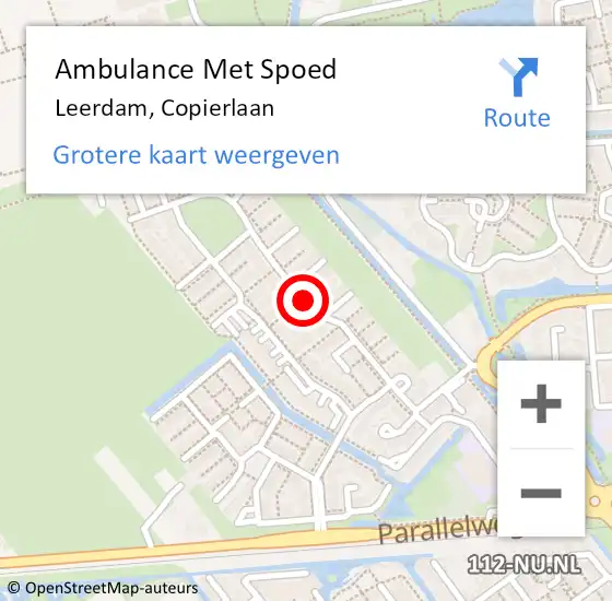 Locatie op kaart van de 112 melding: Ambulance Met Spoed Naar Leerdam, Copierlaan op 29 mei 2018 08:25