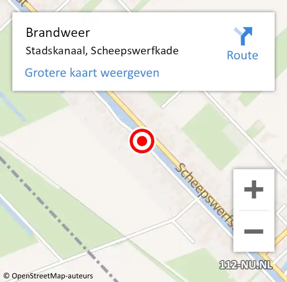 Locatie op kaart van de 112 melding: Brandweer Stadskanaal, Scheepswerfkade op 29 mei 2018 09:16