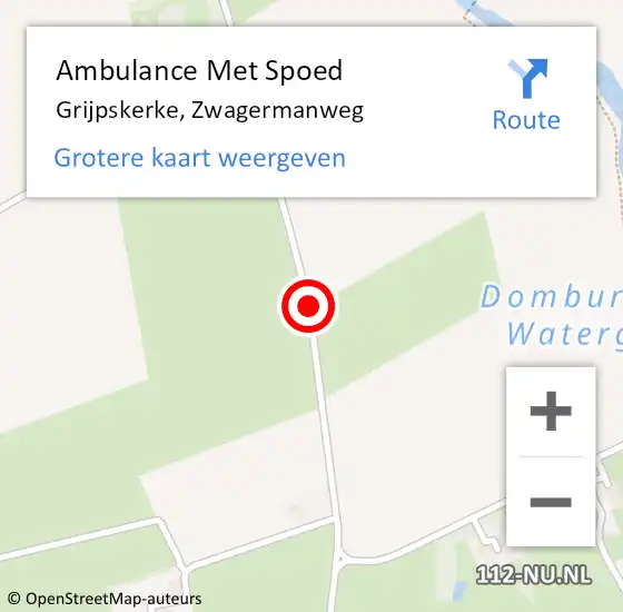 Locatie op kaart van de 112 melding: Ambulance Met Spoed Naar Grijpskerke, Zwagermanweg op 29 mei 2018 09:26