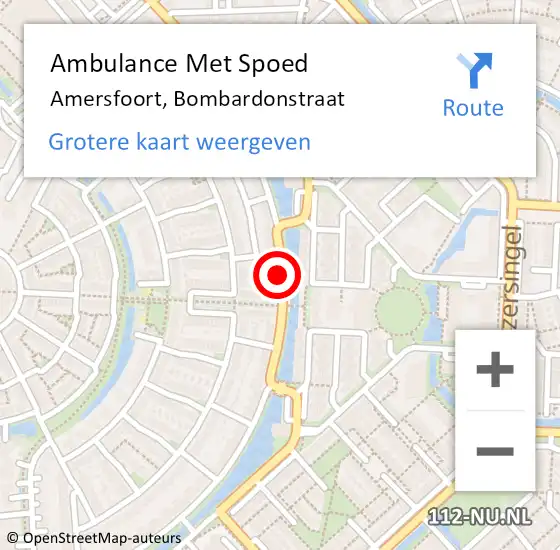 Locatie op kaart van de 112 melding: Ambulance Met Spoed Naar Amersfoort, Bombardonstraat op 29 mei 2018 09:29