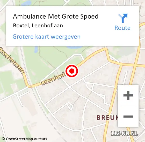Locatie op kaart van de 112 melding: Ambulance Met Grote Spoed Naar Boxtel, Leenhoflaan op 29 mei 2018 09:33