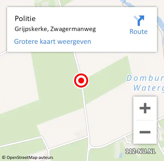 Locatie op kaart van de 112 melding: Politie Grijpskerke, Zwagermanweg op 29 mei 2018 09:33