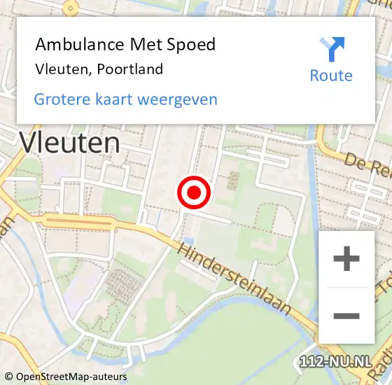 Locatie op kaart van de 112 melding: Ambulance Met Spoed Naar Vleuten, Poortland op 29 mei 2018 10:52