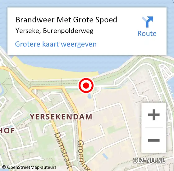 Locatie op kaart van de 112 melding: Brandweer Met Grote Spoed Naar Yerseke, Burenpolderweg op 29 mei 2018 10:58
