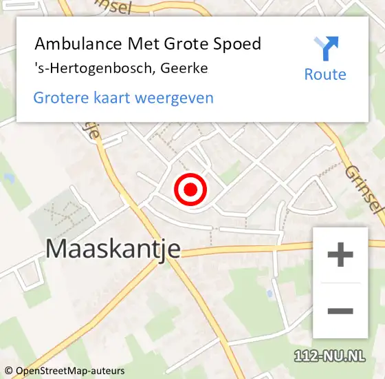 Locatie op kaart van de 112 melding: Ambulance Met Grote Spoed Naar 's-Hertogenbosch, Geerke op 29 mei 2018 11:13