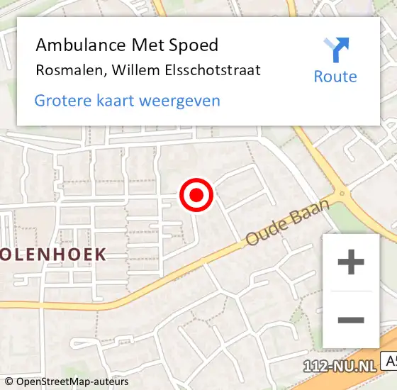 Locatie op kaart van de 112 melding: Ambulance Met Spoed Naar Rosmalen, Willem Elsschotstraat op 29 mei 2018 11:14