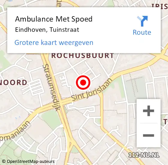 Locatie op kaart van de 112 melding: Ambulance Met Spoed Naar Eindhoven, Tuinstraat op 29 mei 2018 11:18