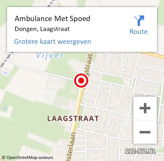 Locatie op kaart van de 112 melding: Ambulance Met Spoed Naar Dongen, Laagstraat op 29 mei 2018 11:25