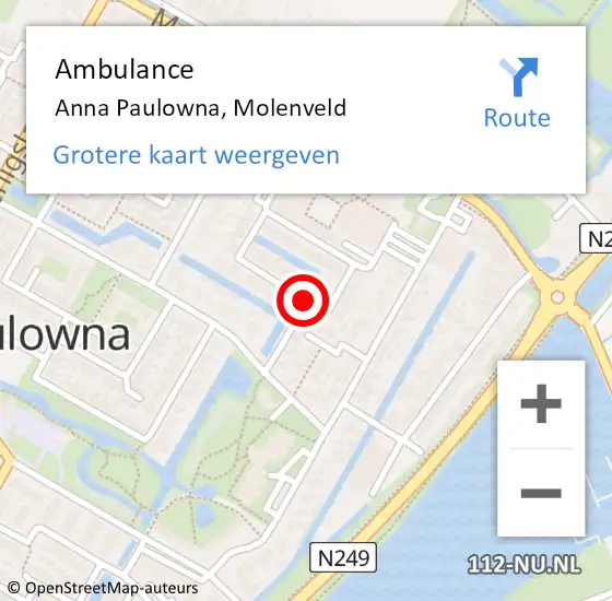 Locatie op kaart van de 112 melding: Ambulance Anna Paulowna, Molenveld op 29 mei 2018 11:32