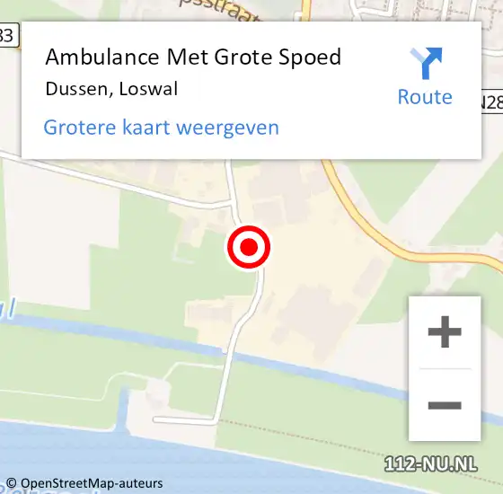 Locatie op kaart van de 112 melding: Ambulance Met Grote Spoed Naar Dussen, Loswal op 29 mei 2018 11:35