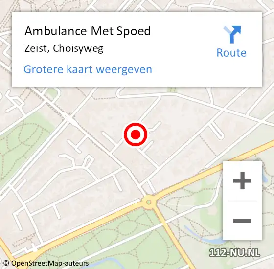 Locatie op kaart van de 112 melding: Ambulance Met Spoed Naar Zeist, Choisyweg op 29 mei 2018 11:48