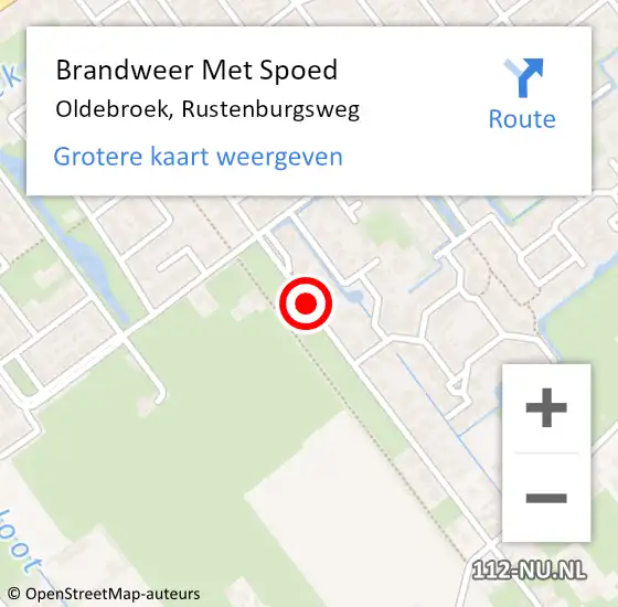 Locatie op kaart van de 112 melding: Brandweer Met Spoed Naar Oldebroek, Rustenburgsweg op 29 mei 2018 12:38