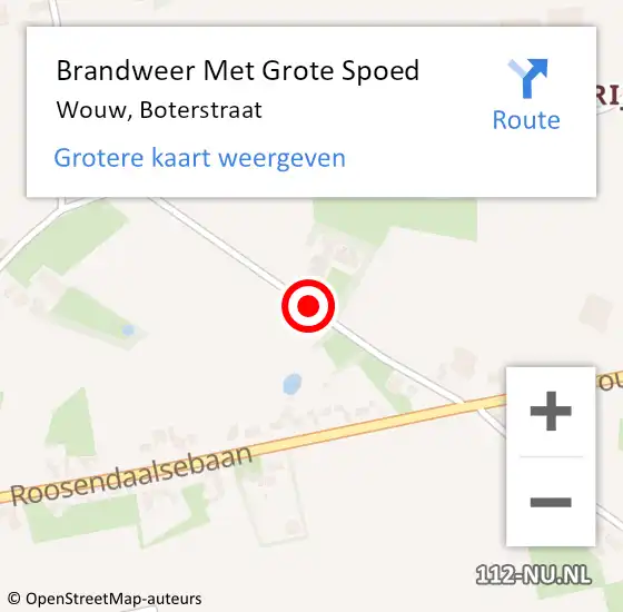 Locatie op kaart van de 112 melding: Brandweer Met Grote Spoed Naar Wouw, Boterstraat op 29 mei 2018 12:56