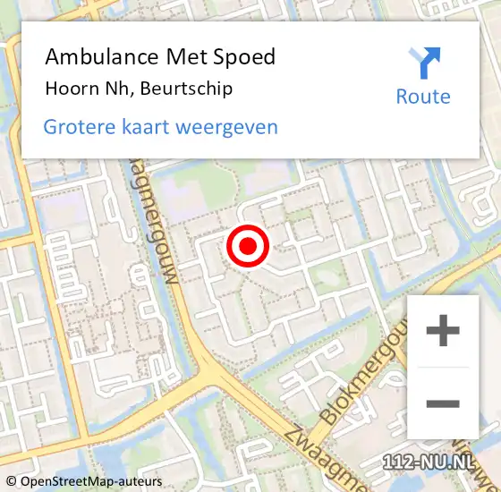 Locatie op kaart van de 112 melding: Ambulance Met Spoed Naar Hoorn Nh, Beurtschip op 29 mei 2018 13:02