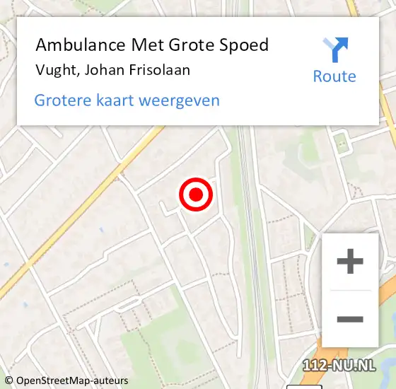 Locatie op kaart van de 112 melding: Ambulance Met Grote Spoed Naar Vught, Johan Frisolaan op 29 mei 2018 14:06