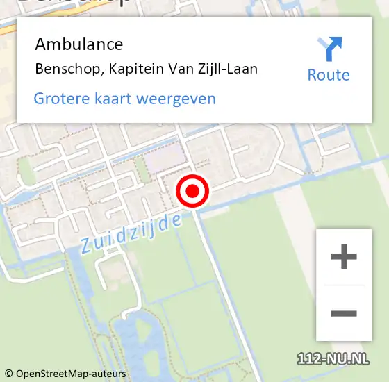 Locatie op kaart van de 112 melding: Ambulance Benschop, Kapitein Van Zijll-Laan op 29 mei 2018 14:24