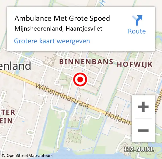 Locatie op kaart van de 112 melding: Ambulance Met Grote Spoed Naar Mijnsheerenland, Haantjesvliet op 29 mei 2018 14:47