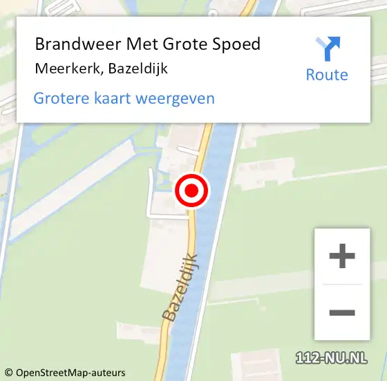 Locatie op kaart van de 112 melding: Brandweer Met Grote Spoed Naar Meerkerk, Bazeldijk op 29 mei 2018 14:47