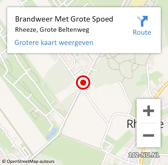 Locatie op kaart van de 112 melding: Brandweer Met Grote Spoed Naar Rheeze, Grote Beltenweg op 29 mei 2018 15:25