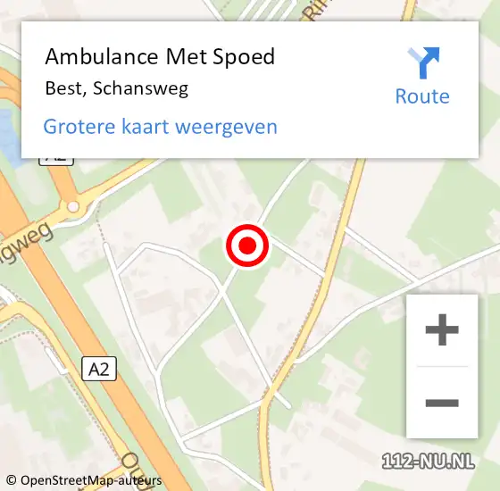 Locatie op kaart van de 112 melding: Ambulance Met Spoed Naar Best, Schansweg op 29 mei 2018 15:39